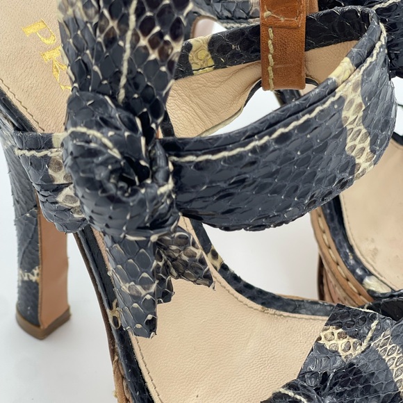 PRADA Fantasy Python Platform Heels Nero + Naturale Size 36.5 - Picture 2 of 9